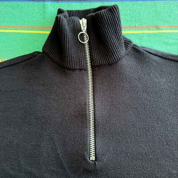 Zara Quarter Zip Maxi Sweater Dress with Ribbed Knit Trim in Black size Small - Picture 11 of 13